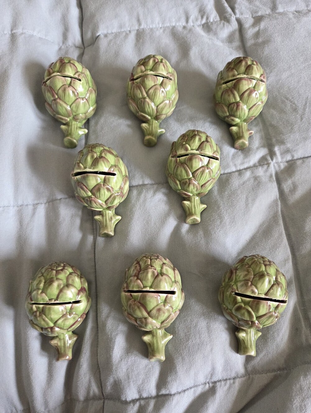 William Sonoma Artichoke Hand Painted Place Card Holders - Set of 8
